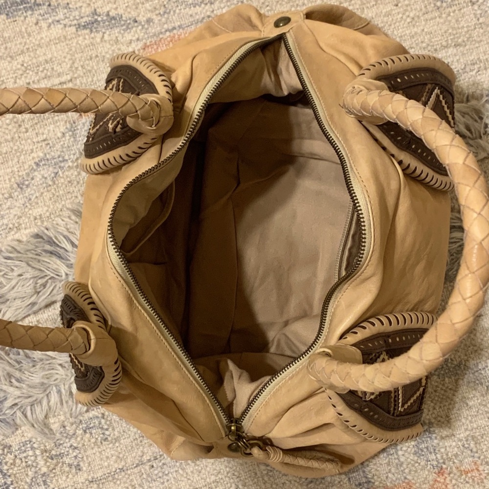 Slouchy Leather Satchel with Southwest Details - Picture 5 of 14